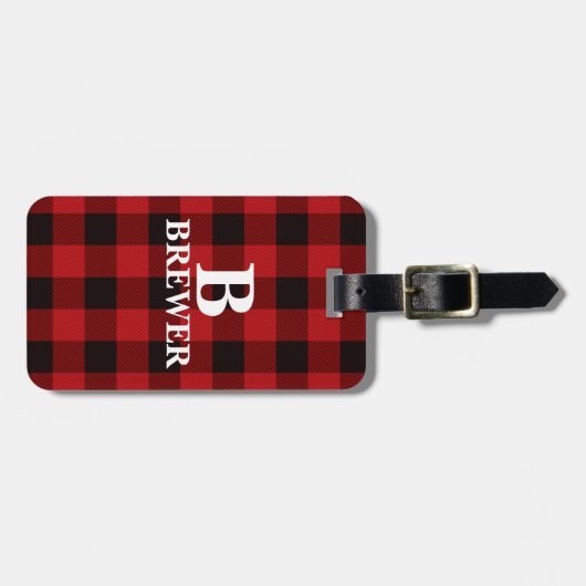 Benutzerdefinierter Familienname Red Tartan Gepäck Gepäckanhänger (Vorderseite horizontal)