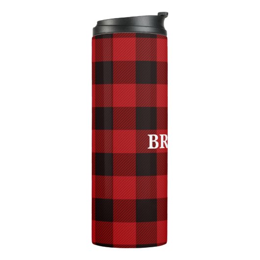 Benutzerdefinierter Familienname Red Tartan Therma Thermosbecher (Nach links gedreht)