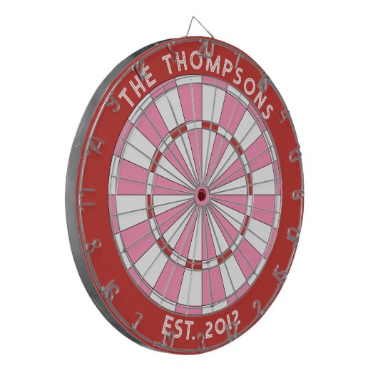 Benutzerdefinierter Familienname Rosa Dartboard Dartscheibe (Vorderseite Links)