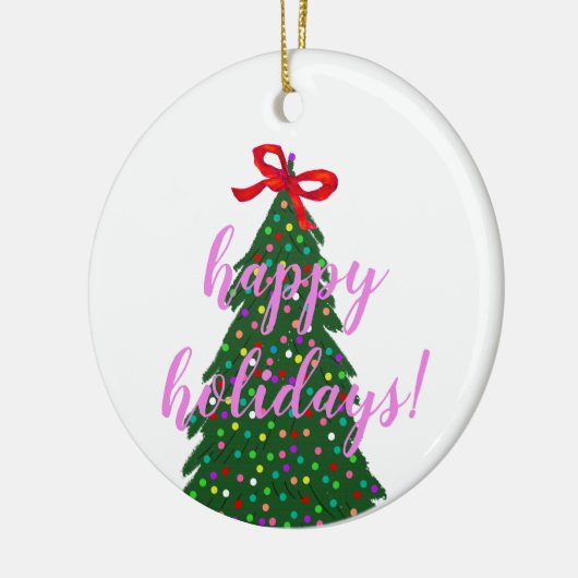 Benutzerdefinierter Familienname Rosa Weihnachtsba Keramik Ornament (Links)