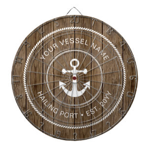 Benutzerdefinierter Familienname Rustic Wood Nauti Dartscheibe