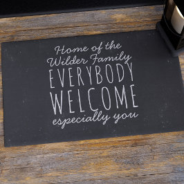 Benutzerdefinierter Familienname Schwarz und Weiß  Fußmatte