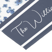 Benutzerdefinierter Familienname Watercolor Blaues Großer Tischläufer (Ecke)