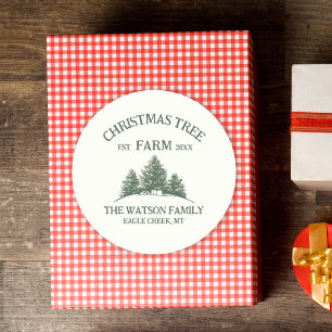 Benutzerdefinierter Familienname Weihnachtsbaumfar Runder Aufkleber