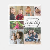 Benutzerdefinierter Familienname Weiß 6 FotoCollag Fleecedecke (Vorderseite)