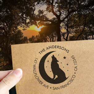 Benutzerdefinierter Familienname Wolf Mond Rückkeh Gummistempel