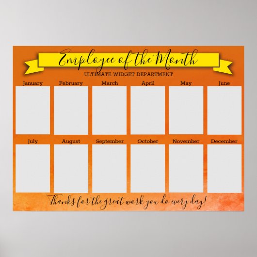Benutzerdefinierter Farbangestellter des Monats-Fo Poster (Vorne)