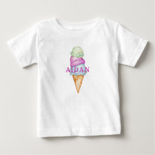 Benutzerdefinierter farbenfroher bemalter Eiscreme Baby T-shirt