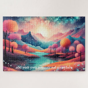 Benutzerdefinierter farbenfroher Bergsee Inspirati Puzzle