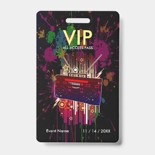 Benutzerdefinierter Farbspritzer-VIP-Pass auf Schw Ausweis (Vorderseite)