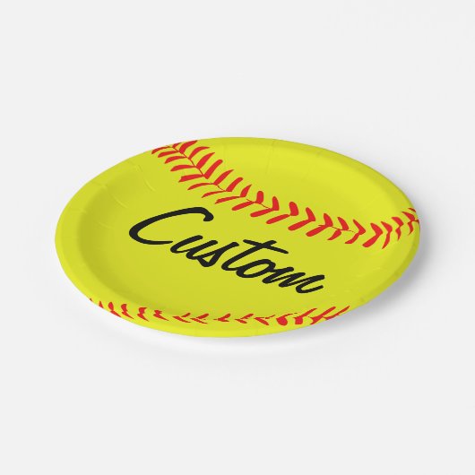 Benutzerdefinierter Fastfeld-Softball-Teamname ode Pappteller (Schrägansicht)