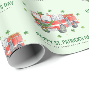 Benutzerdefinierter Feuerwehrmann St. Patrick's Da Geschenkpapier
