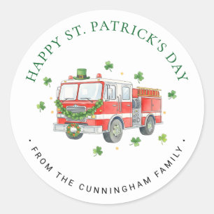 Benutzerdefinierter Feuerwehrmann St. Patrick's Da Runder Aufkleber