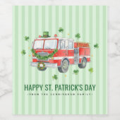 Benutzerdefinierter Feuerwehrmann St. Patrick's Da Weinetikett (Einzelnes Label)