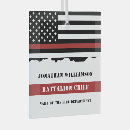 Benutzerdefinierter Firefighter-Aufwertungsfahne f Ornament Aus Glas (Vorderseite Rechts)