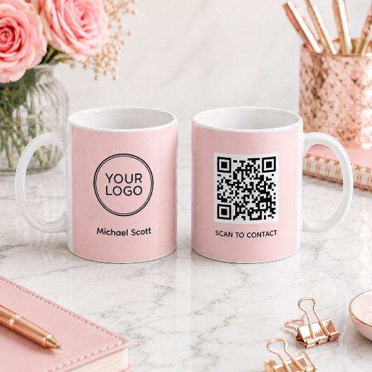 Benutzerdefinierter Firmenlogo-QR-Code-Becher | Pe Kaffeetasse
