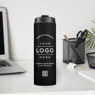 Benutzerdefinierter Firmenname QR-Code Logo schwar Thermosbecher