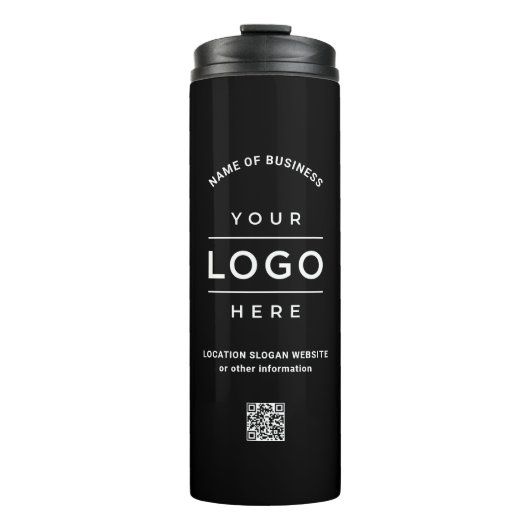 Benutzerdefinierter Firmenname QR-Code Logo schwar Thermosbecher (Vorderseite)