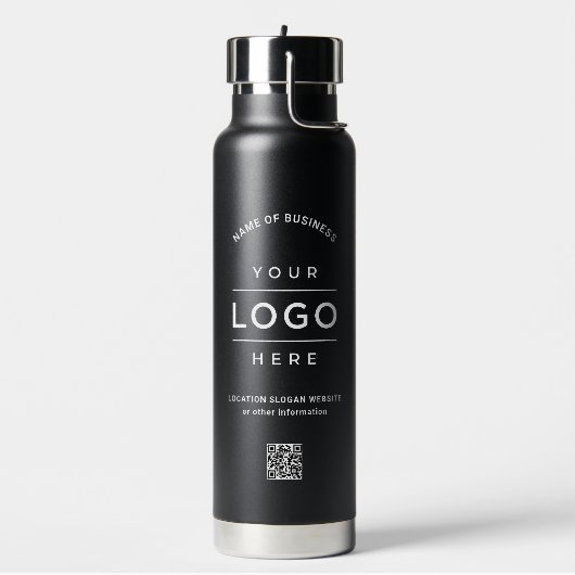 Benutzerdefinierter Firmenname QR-Code Logo schwar Trinkflasche (Links)