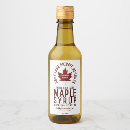 Benutzerdefinierter Firmenname Rotes Ahornblatt-Ci Weinetikett (Vorderseite)