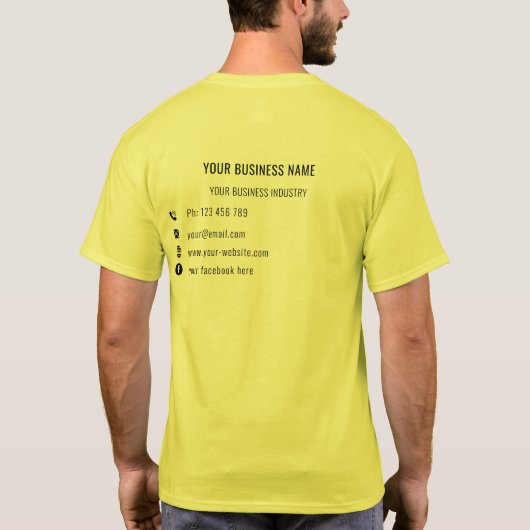 Benutzerdefinierter Firmenname Text Info Business T-Shirt (Rückseite)