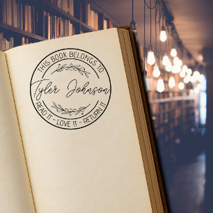 Benutzerdefinierter florale Buch-Exlibris-Stempel Permastempel