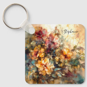 Benutzerdefinierter floraler Aquarell-Anhänger Schlüsselanhänger