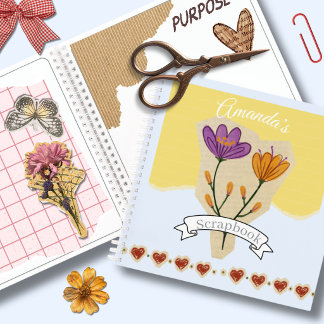 Benutzerdefinierter floraler Senf Blau Scrapbookin Notizblock