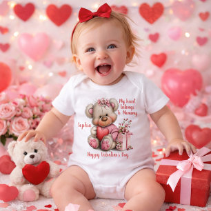 Benutzerdefinierter floraler Teddybär Baby-Body Baby Strampler