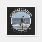 Benutzerdefinierter Foto-Abschluss | Schwarz & Sil Serviette (Vorderseite)