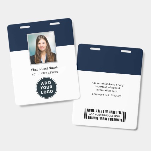 Benutzerdefinierter Foto-Barcode und Logo Unterneh Ausweis (Vorder- & Rückseite)