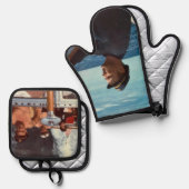 Benutzerdefinierter Foto-Bildspeicher-Sake Ofenhandschuh & Topflappen-Set (Vorderseite/Rückseite)