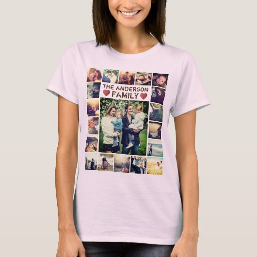 Benutzerdefinierter Foto Collage Herz und Text-T - T-Shirt (Vorderseite)