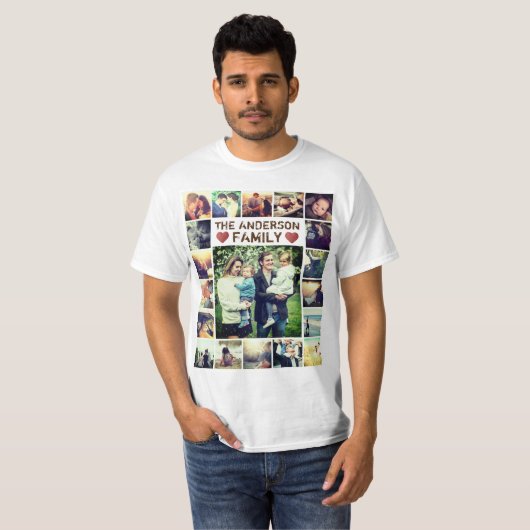 Benutzerdefinierter Foto Collage Herz und Text-T - T-Shirt (Vorne ganz)