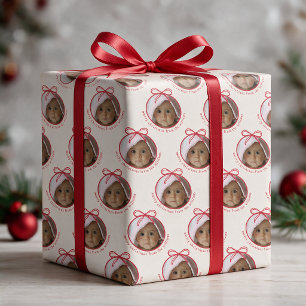 Benutzerdefinierter Foto-Familienname Weihnachten Geschenkpapier