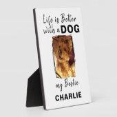 Benutzerdefinierter Foto-Hundehund-Name weiß Fotoplatte (Seite)