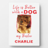 Benutzerdefinierter Foto-Hundehund-Name weiß rot Fotoplatte (Vorderseite)