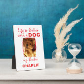 Benutzerdefinierter Foto-Hundehund-Name weiß rot Fotoplatte (Seite)