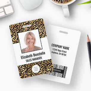 Benutzerdefinierter Foto-Logo-Barcode Gold Leopard Ausweis