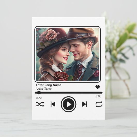 Benutzerdefinierter Foto Music Player Einladung (Stehend Vorderseite)