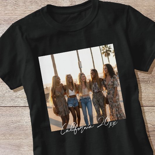 Benutzerdefinierter Foto-Name Einfaches Skript-Typ T-Shirt