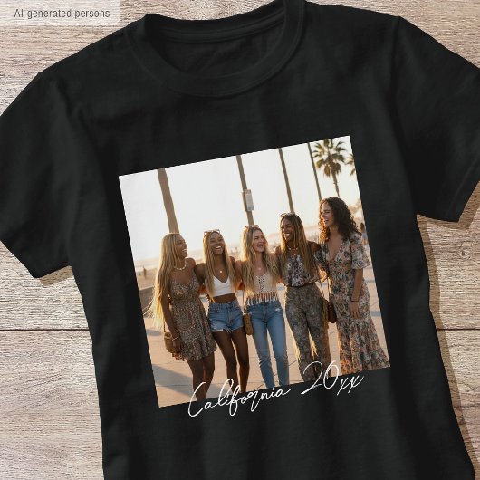 Benutzerdefinierter Foto-Name Einfaches Skript-Typ T-Shirt