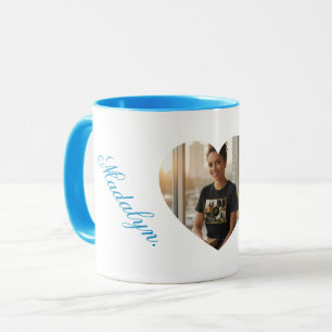 Benutzerdefinierter Foto-Name Hellblau-Kombitasse Tasse