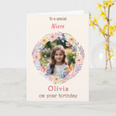 Benutzerdefinierter Foto Name Hübsche Blume Nichte Karte (Gelbe Blume)