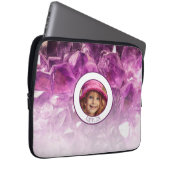 Benutzerdefinierter Foto Name Lila Ombre Crystals Laptopschutzhülle (Vorne Rechts)