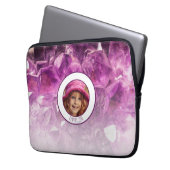 Benutzerdefinierter Foto Name Lila Ombre Crystals Laptopschutzhülle (Vorderseite Links)