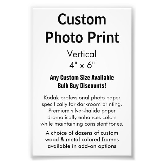Benutzerdefinierter Foto Print - Vertikal 4 Zoll x (Vorne)