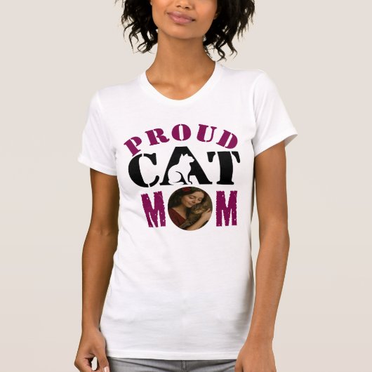 Benutzerdefinierter Foto Proud Cat Mama T - Shirt (Vorderseite)