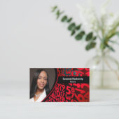 Benutzerdefinierter Foto QR-Code für rote schwarze Visitenkarte (Stehend Vorderseite)