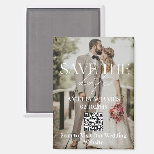 Benutzerdefinierter Foto-QR-Code-Hochzeit Termin m Magnet (Vorderseite/Rückseite)
